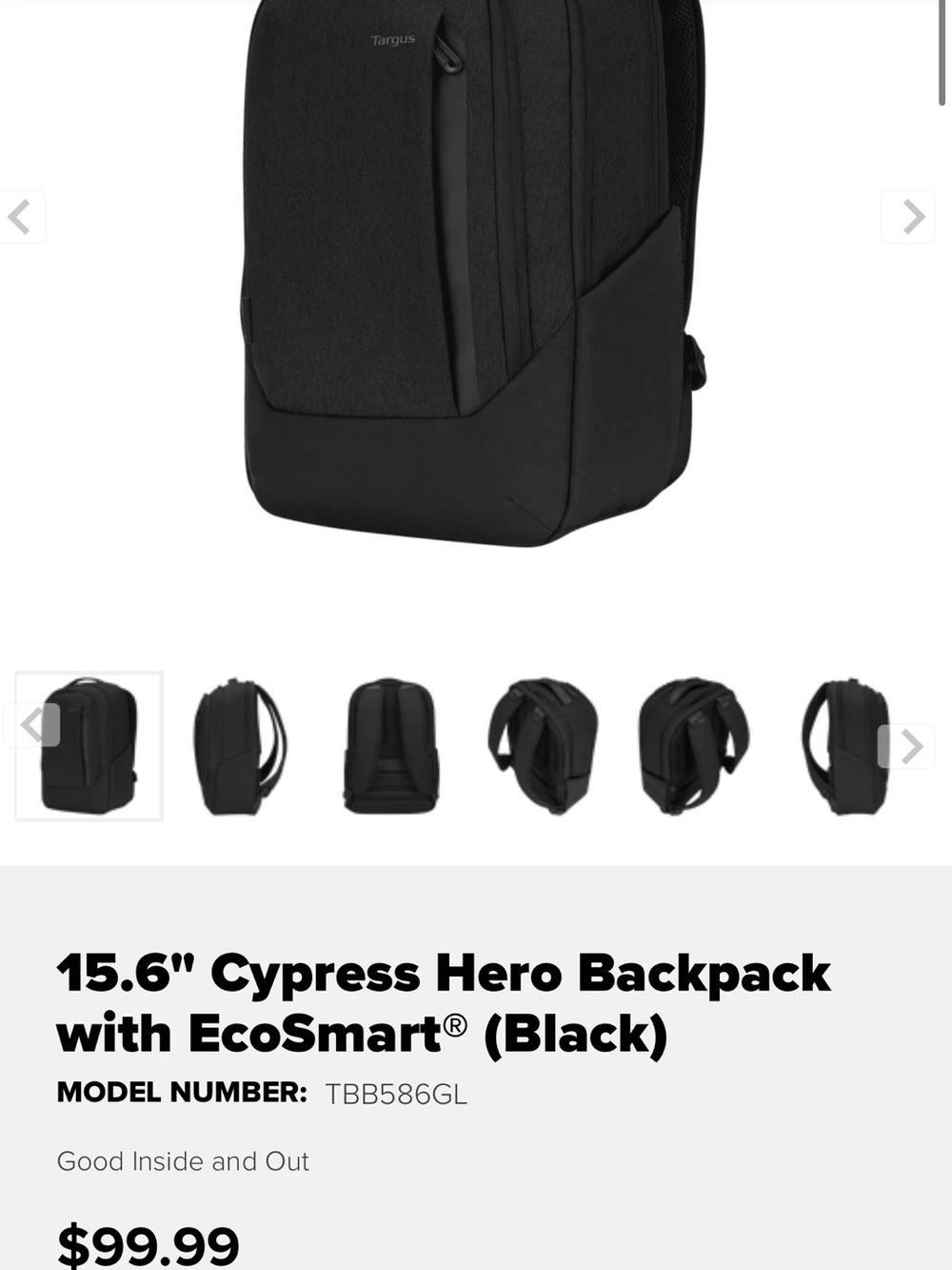 NEW Targus Cypress EcoSmart Laptop Backpack 15.6” - Picture 2 of 3